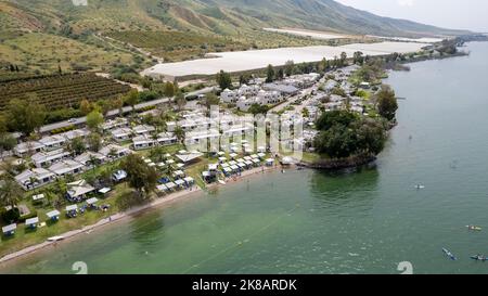 Sea of Galilee e Ein GAV Resort. Foto Stock