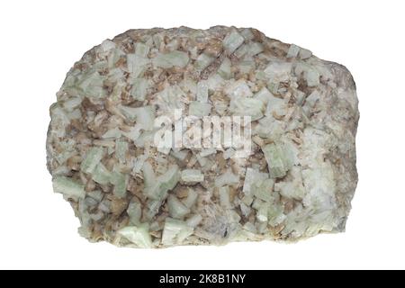 Cristalli di Apophyllite verde pallido con stilbite crema Foto Stock