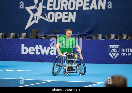 L'olandese Maikel Scheffers è stato raffigurato in azione durante il torneo europeo Open Tennis ATP, ad Anversa, sabato 22 ottobre 2022. FOTO DI BELGA MARIJN DE KEYZER Foto Stock