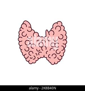 Icona della linea di colore della tiroide della ghiandola. Sistema endocrino Illustrazione Vettoriale