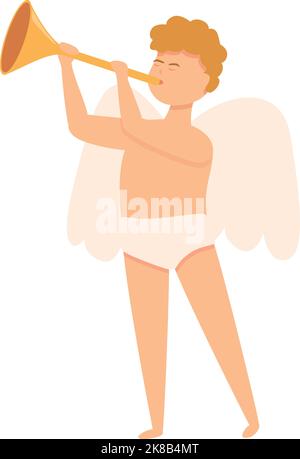 Cupid tromba icona cartone animato vettore. Giornata d'amore. Freccia bambino Illustrazione Vettoriale