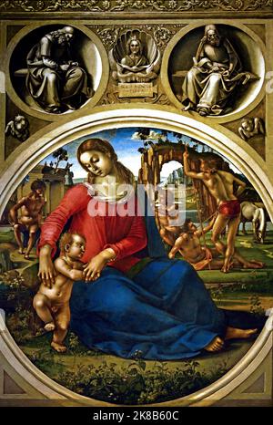 Madonna con il Bambino e i Profeti 1490 Luca Signorelli ( 1445 - 1523) era un italiano di pittore rinascimentale in Italia Foto Stock