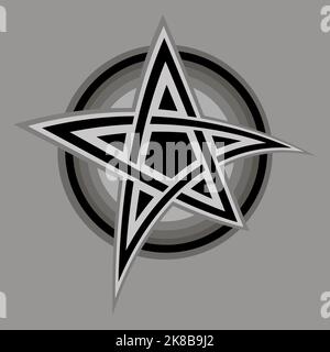 Pentagram segno cinque stelle appuntite icona. Simbolo magico della fede. Semplice illustrazione in nero piatto Foto Stock