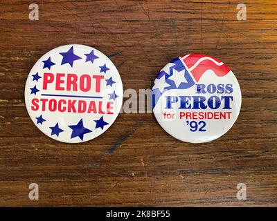 Pulsanti campagna Ross Perot 1992 Foto Stock