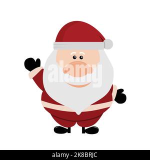 Babbo Natale con la mano destra sollevata. Personaggio dei cartoni animati Illustrazione Vettoriale