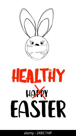 coniglio in una maschera medica. Concetto di Pasqua. Quarantena di Pasqua.. Foto Stock