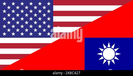Bandiera di Taiwan e degli Stati Uniti. Il concetto di cooperazione tra i due paesi. Foto Stock