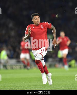 Jesse Lingard di Nottingham Forest durante la partita di Premier League tra Brighton e Hove Albion e Nottingham Forest all'American Express Community Stadium , Regno Unito - 18 ottobre 2022 foto Simon Dack / Telephoto Images solo per uso editoriale. Niente merchandising. Per le immagini di calcio si applicano le restrizioni fa e Premier League, incluso l'utilizzo di Internet/dispositivi mobili senza licenza FAPL. Per ulteriori informazioni, contattare Football Dataco Foto Stock