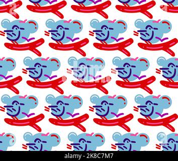 Motivo vettoriale senza cuciture di uccelli dipinti, stile piatto minimalista Illustrazione Vettoriale