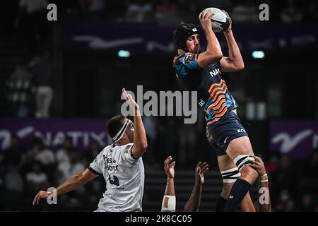 Nanterre, Francia, Francia. 22nd Ott 2022. BATTISTE CHOUZENOUX di Racing 92 durante la TOP 14 match tra Racing 92 e Montpellier Herault Rugby alla Paris la Defense Arena. La corsa vince 38-31. (Credit Image: © Matthieu Mirville/ZUMA Press Wire) Foto Stock
