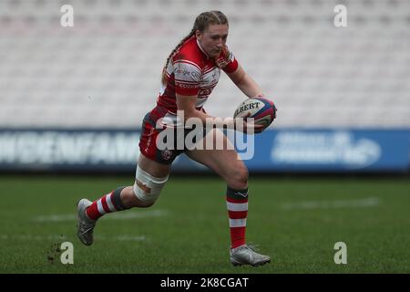 Darlington, Regno Unito. 22nd ottobre 2022Gloucester Emma Sing di Hartpury in azione durante la partita della Allianz Cup tra DMP Durham Sharks e Gloucester Hartpury alla Northern Echo Arena di Darlington sabato 22nd ottobre 2022. (Credit: Marco Fletcher | NOTIZIE MI) Credit: NOTIZIE MI & Sport /Alamy Live News Foto Stock