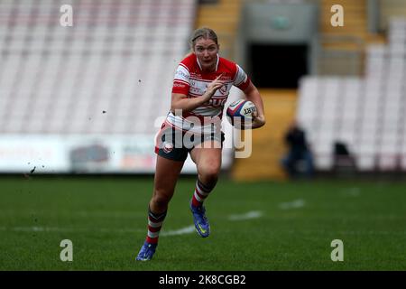 Darlington, Regno Unito. 22nd ottobre 2022Gloucester Olivia Jones di Hartpury in azione durante la partita di Allianz Cup tra DMP Durham Sharks e Gloucester Hartpury alla Northern Echo Arena di Darlington sabato 22nd ottobre 2022. (Credit: Marco Fletcher | NOTIZIE MI) Credit: NOTIZIE MI & Sport /Alamy Live News Foto Stock