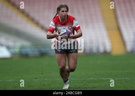 Darlington, Regno Unito. 22nd ottobre 2022Gloucester Sophie Bridger di Hartpury durante la partita di Allianz Cup tra DMP Durham Sharks e Gloucester Hartpury alla Northern Echo Arena di Darlington sabato 22nd ottobre 2022. (Credit: Marco Fletcher | NOTIZIE MI) Credit: NOTIZIE MI & Sport /Alamy Live News Foto Stock