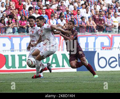 Salvador, Brasile. 22nd Ott 2022. Nella foto, il gioco tra Bahia x Vila Nova, Campeonato Brasileiro Serie B 2022, tenuto a Estádio da Arena Fonte Nova, a Salvador (BA), questo Sabato (22). Credit: Márcio Roberto/FotoArena/Alamy Live News Foto Stock