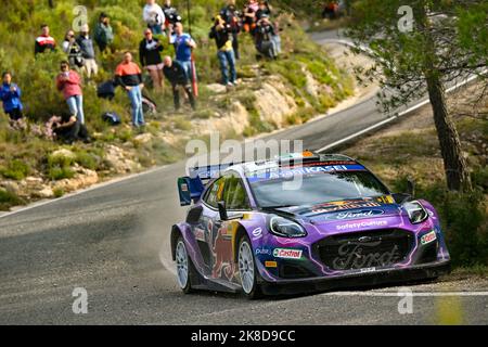 Catalunya, Spagna. 22nd Ott 2022. Craig BREEN, Paul NAGLE, M-SPORT FORD WORLD RALLY TE Credit: Independent Photo Agency/Alamy Live News Foto Stock