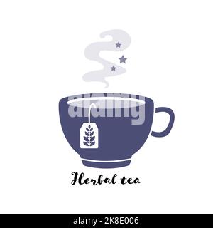 Tè alle erbe per una buona notte di sonno. Illustrazione vettoriale Illustrazione Vettoriale