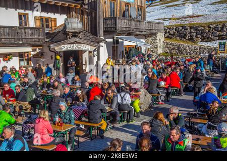 Albergo di montagna Speck-Alm e rifugio apres-ski, comprensorio sciistico di Sudelfeld, Bayrischzell, alta Baviera Foto Stock