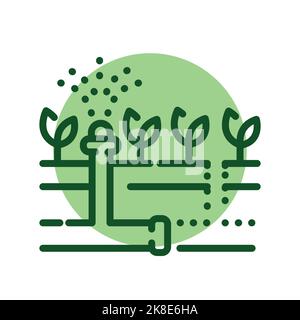 Installazione di un sistema di irrigazione icona a linee colorate. Servizio giardino. Illustrazione Vettoriale