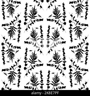 Motivo boho senza cuciture con eucalipto e foglie di palma Illustrazione Vettoriale