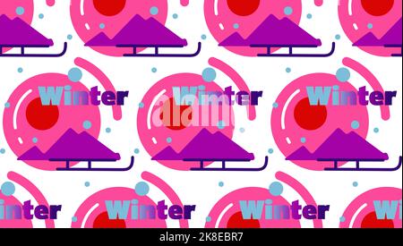 Motivo vettoriale senza giunture costituito da testo sfumato Inverno Illustrazione Vettoriale