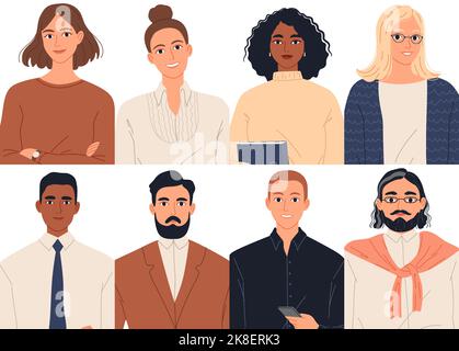 Ritratti di diversi gruppi di età mista di professionisti aziendali Illustrazione Vettoriale