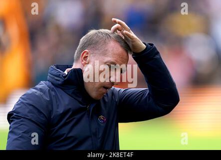 Brendan Rodgers, manager della città di Leicester, ha davanti alla partita della Premier League al Molineux, Wolverhampton. Data immagine: Domenica 23 ottobre 2022. Foto Stock