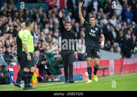 Leeds, Regno Unito. 23rd Ott 2022. Marco Silva manager di Fulham gestures e reagisce durante la partita della Premier League Leeds United vs Fulham a Elland Road, Leeds, Regno Unito, 23rd ottobre 2022 (Foto di James Heaton/News Images) a Leeds, Regno Unito il 10/23/2022. (Foto di James Heaton/News Images/Sipa USA) Credit: Sipa USA/Alamy Live News Foto Stock