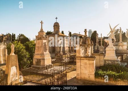 Cimitero di Poblenou a Barcellona Foto Stock