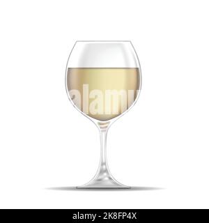 Illustrazione del bicchiere di vino bianco isolato su sfondo bianco Illustrazione Vettoriale