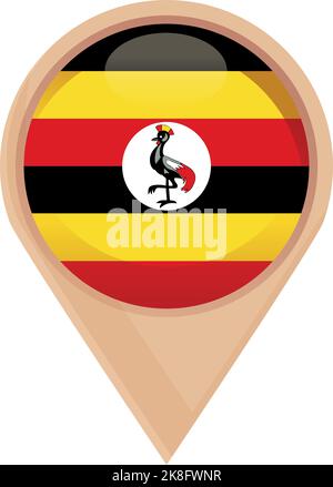 Uganda posizione icona cartoon vettore. Giornata dell'indipendenza. Stand nazionale Illustrazione Vettoriale