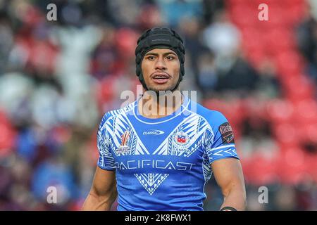 Doncaster, Regno Unito. 23rd Ott 2022. Stephen Crichton di Samoa durante la Coppa del mondo di Rugby Gruppo 2021 a Match Samoa vs Grecia a Eco-Power Stadium, Doncaster, Regno Unito, 23rd ottobre 2022 (Photo by Mark Cosgrove/News Images) a Doncaster, Regno Unito il 10/23/2022. (Foto di Mark Cosgrove/News Images/Sipa USA) Credit: Sipa USA/Alamy Live News Foto Stock