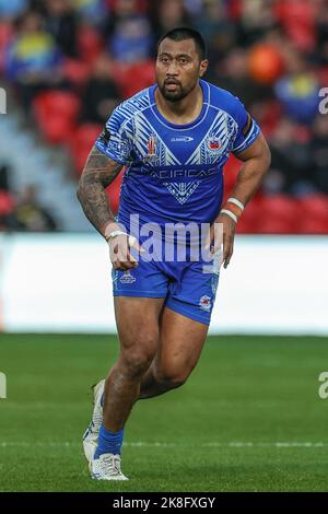 Doncaster, Regno Unito. 23rd Ott 2022. Ligi Sao di Samoa durante la Coppa del mondo di Rugby Gruppo di Coppa del mondo 2021 Una partita Samoa vs Grecia a Eco-Power Stadium, Doncaster, Regno Unito, 23rd ottobre 2022 (Foto di Mark Cosgrove/News Images) a Doncaster, Regno Unito il 10/23/2022. (Foto di Mark Cosgrove/News Images/Sipa USA) Credit: Sipa USA/Alamy Live News Foto Stock