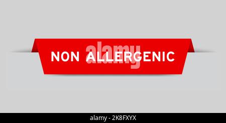 Etichetta inserita di colore rosso con parola non allergenica su sfondo grigio Illustrazione Vettoriale
