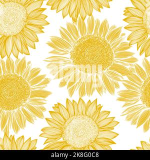 Girasoli gialli senza cuciture. Illustrazione vettoriale Illustrazione Vettoriale