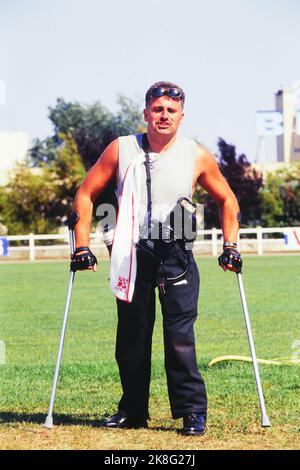 Fotografo per disabili, campionato Handisport France, Bron, regione Rodano-Alpi, Francia Foto Stock