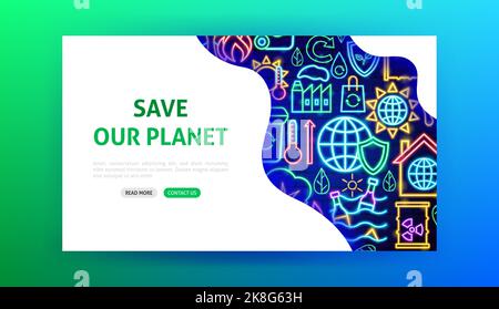Salva landing page Planet Neon Illustrazione Vettoriale