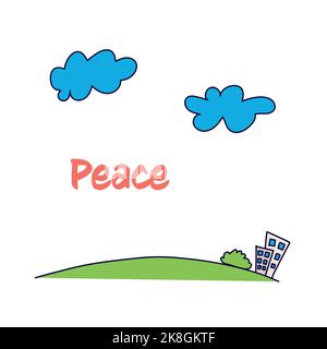 cielo tranquillo sopra la testa degli abitanti Illustrazione Vettoriale