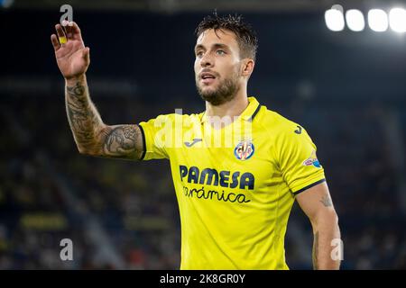 Valencia, Spagna, 23 ottobre 2022. Kiko Femenia di Villarreal durante la partita spagnola la Liga Santander tra Villarreal CF e UD Almeria allo stadio Ciutat de Valencia. Foto di Jose Miguel Fernandez /Alamy Live News ) Foto Stock