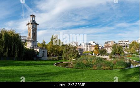 Rinnovato Parco pubblico Georges Brassens a Parigi Foto Stock