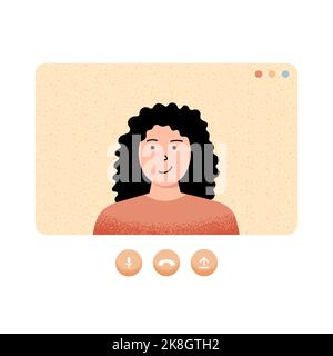 Bella ragazza che parla in videochiamata. Concetto di videochiamata Illustrazione Vettoriale