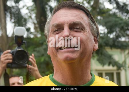 Jair Messias Bolsonaro, attuale presidente del Brasile e candidato alla rielezione per la presidenza alle elezioni del 2022, che si svolgerà a Rio de Janeiro Foto Stock
