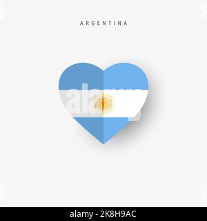 Argentina bandiera a forma di cuore. Origami carta taglio nazionale argentino banner. 3D illustrazione isolata su bianco con ombre morbide. Foto Stock