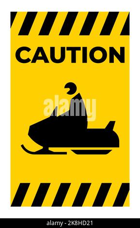 Snowmobile Crossing Sign su sfondo bianco Illustrazione Vettoriale