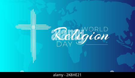 World Religion Day background Illustrazione con la Croce cristiana Illustrazione Vettoriale