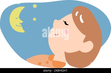 Illustrazione di una donna che dorme sonoramente di notte Illustrazione Vettoriale