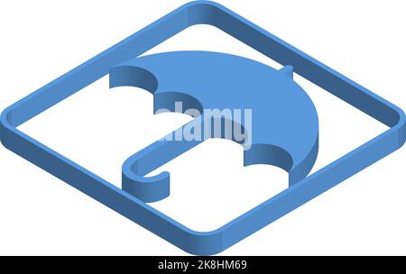 Illustrazione isometrica blu dell'ombrello aperto Illustrazione Vettoriale