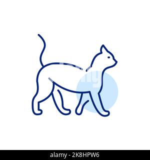 Icona del gatto a piedi. Pixel Perfect, grafica del tratto modificabile Illustrazione Vettoriale