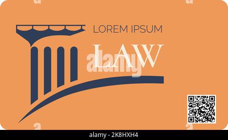 Biglietto da visita dello studio legale Lawyer con vettore codice qr Illustrazione Vettoriale