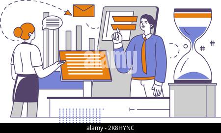Flusso di lavoro sviluppo aziendale, scadenze sul lavoro Illustrazione Vettoriale