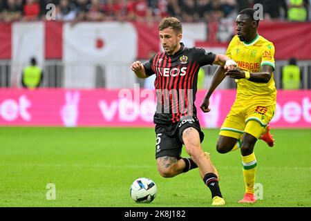 OGC Nice vs FC Nantes a Nizza, Francia, il 23 ottobre 2022. Foto di Lionel Urman/ABACAPRESS.COM Foto Stock